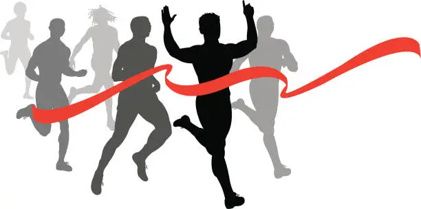 Vector illustration of Finish Line - Runner, Sprinter, Track and Field Race Fitness