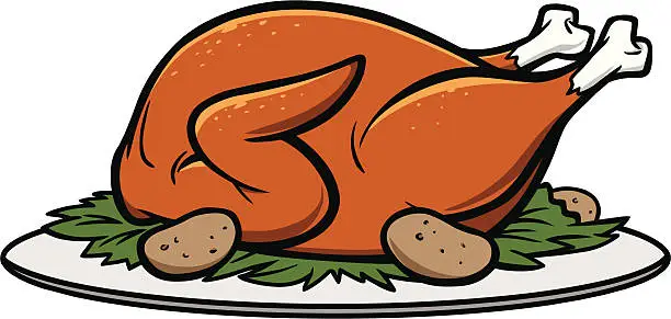 Vector illustration of Roast Turkey Dinner