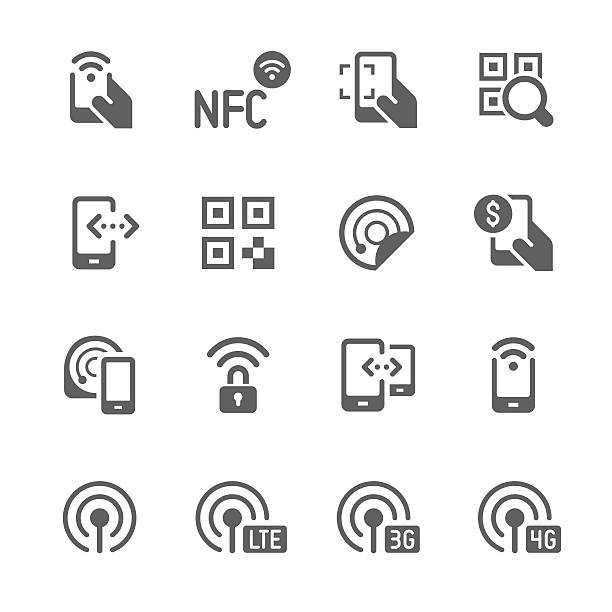 illustrazioni stock, clip art, cartoni animati e icone di tendenza di mobile elaborazione di dati e pagamenti/prime serie - wireless signal