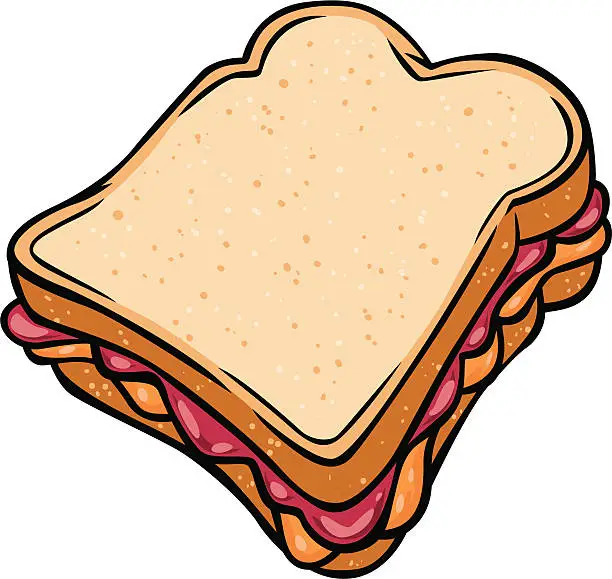 Vector illustration of peanut butter jelly sandwich