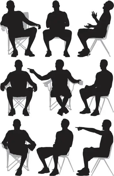 Vector illustration of Multiple images of a man sitting on chair