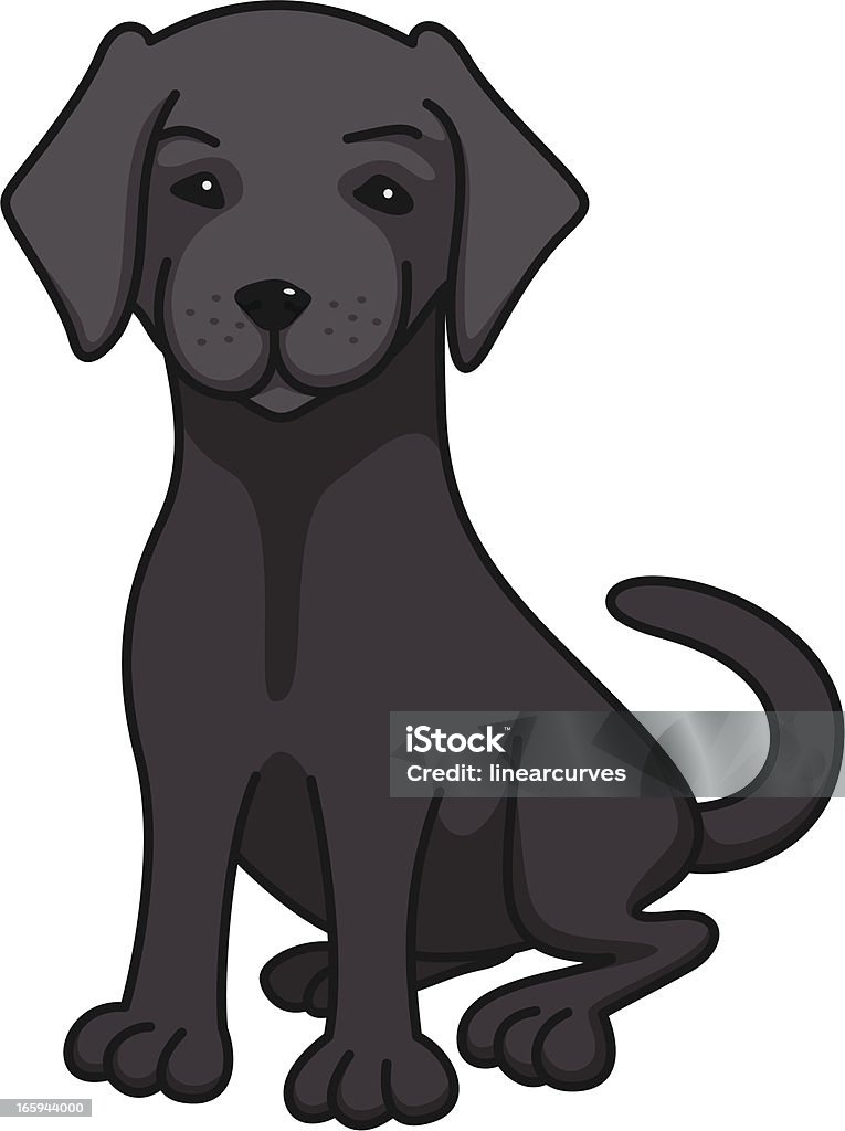 Czarny Labrador retriever kreskówka, illusstration - Grafika wektorowa royalty-free (Czarny kolor)