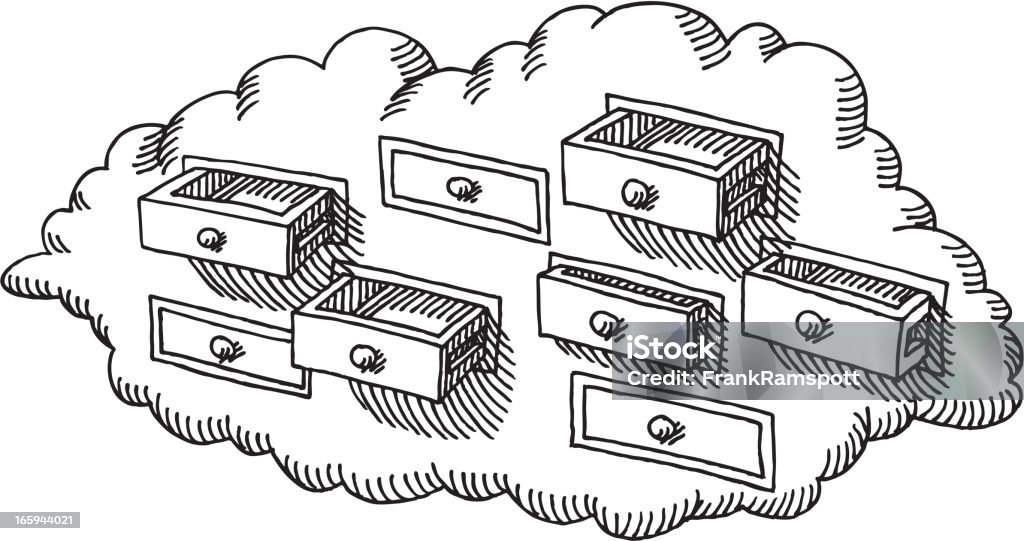 Finestra di disegno il Cloud Storage - arte vettoriale royalty-free di Scarabocchio - Disegno