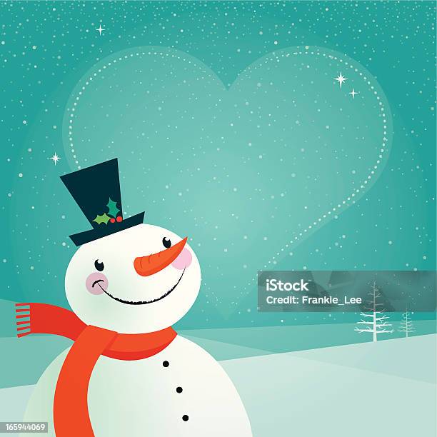 Ilustración de Muñeco De Nieve Con Corazón y más Vectores Libres de Derechos de Navidad - Navidad, Símbolo en forma de corazón, Fondos
