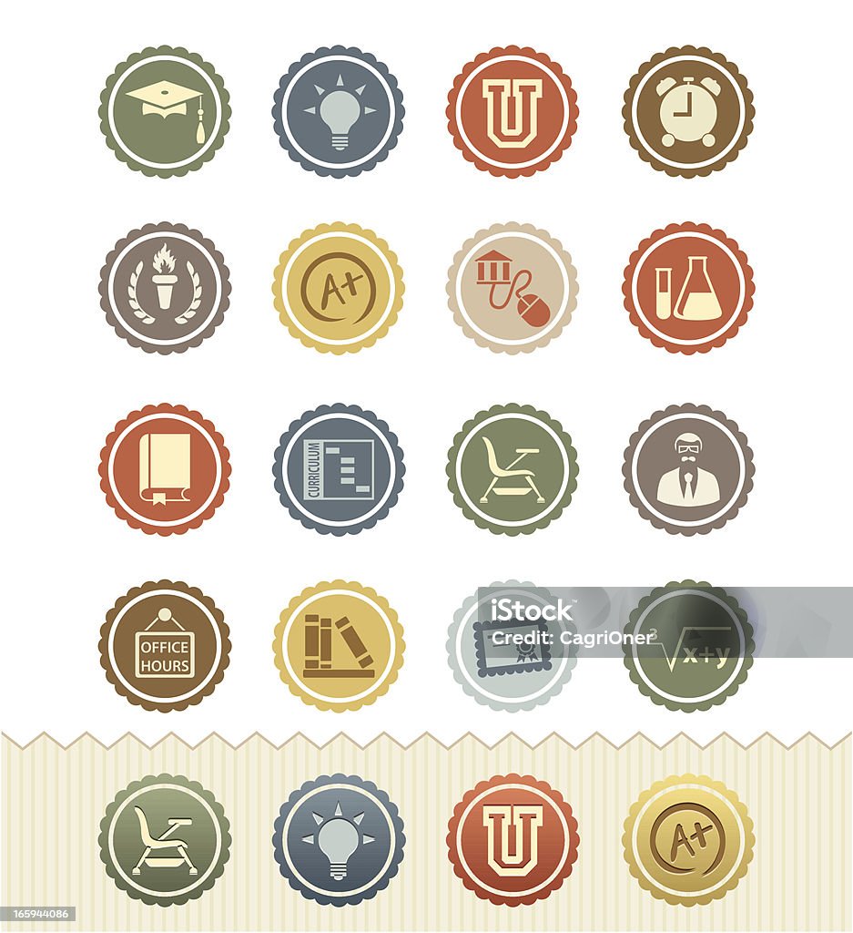 Vintage icons for topics from higher education  http://www.appwitch.com/cagri/retro.png Badge stock vector