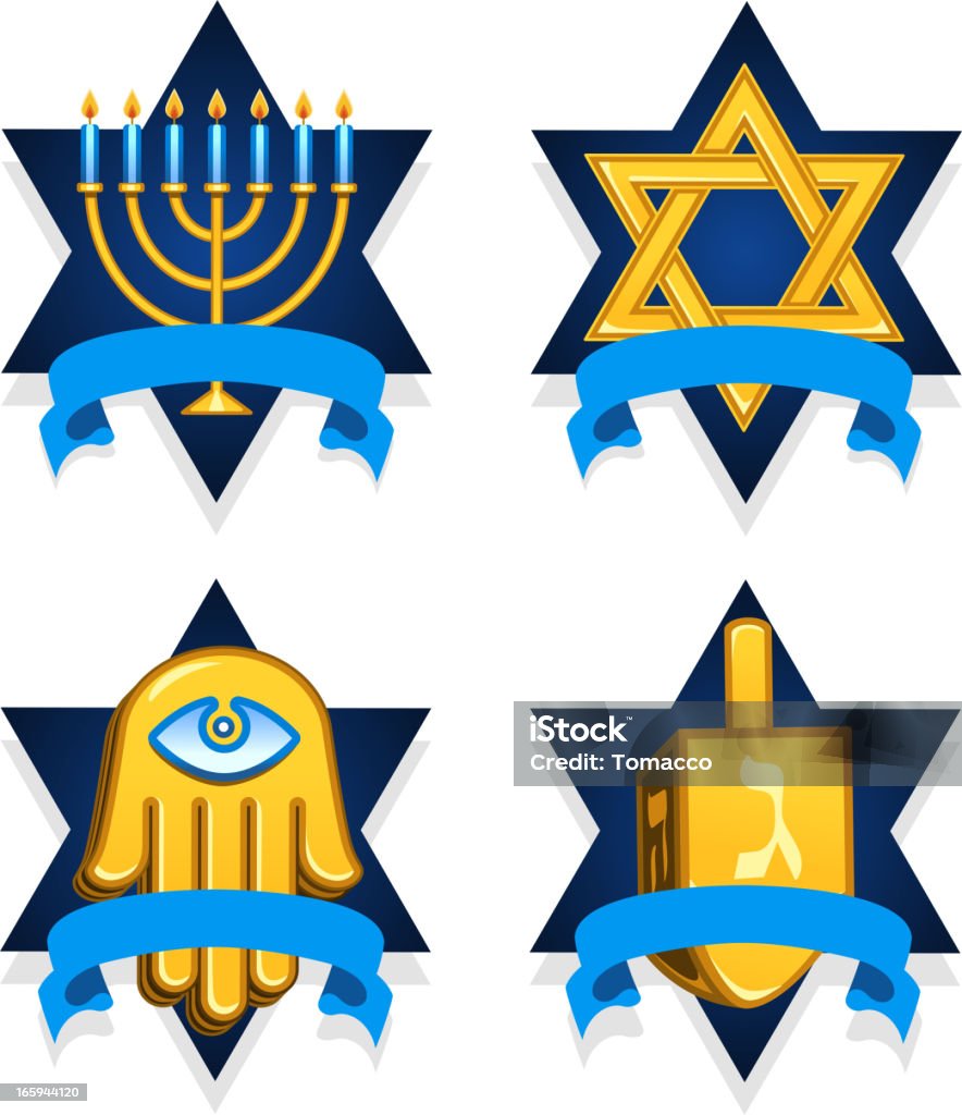 Jewish złoto symbole. - Grafika wektorowa royalty-free (Akcesoria religijne)