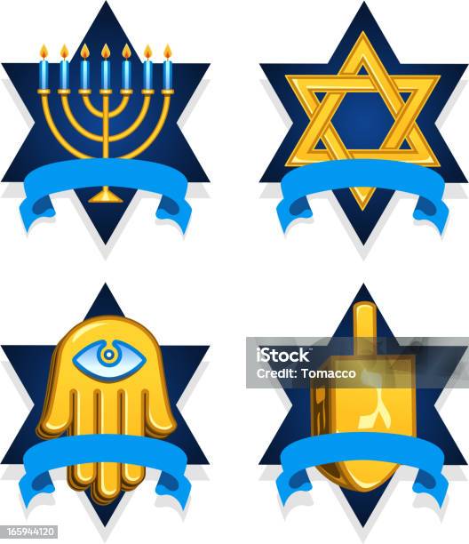 Jewish Złoto Symbole - Stockowe grafiki wektorowe i więcej obrazów Akcesoria religijne - Akcesoria religijne, Bez ludzi, Biżuteria