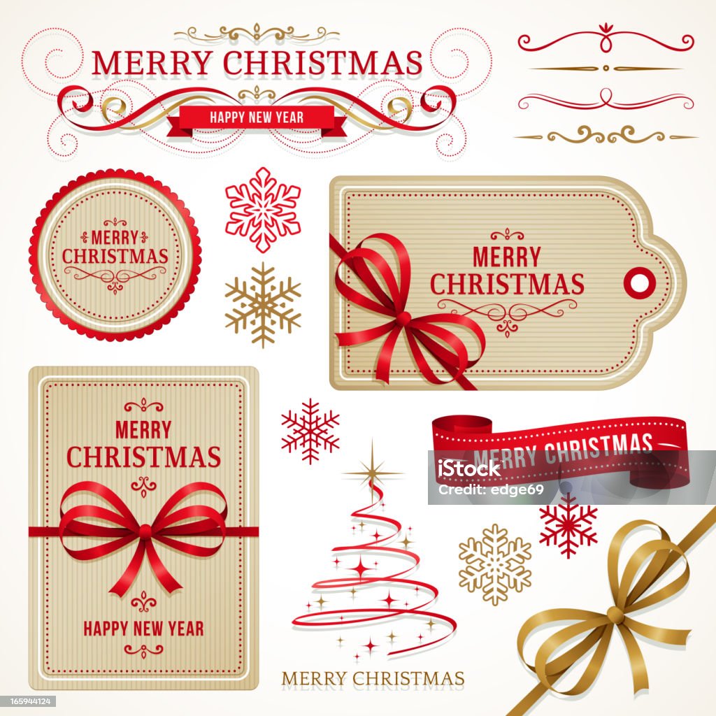 Weihnachts-Etiketten und Elementen - Lizenzfrei Weihnachten Vektorgrafik