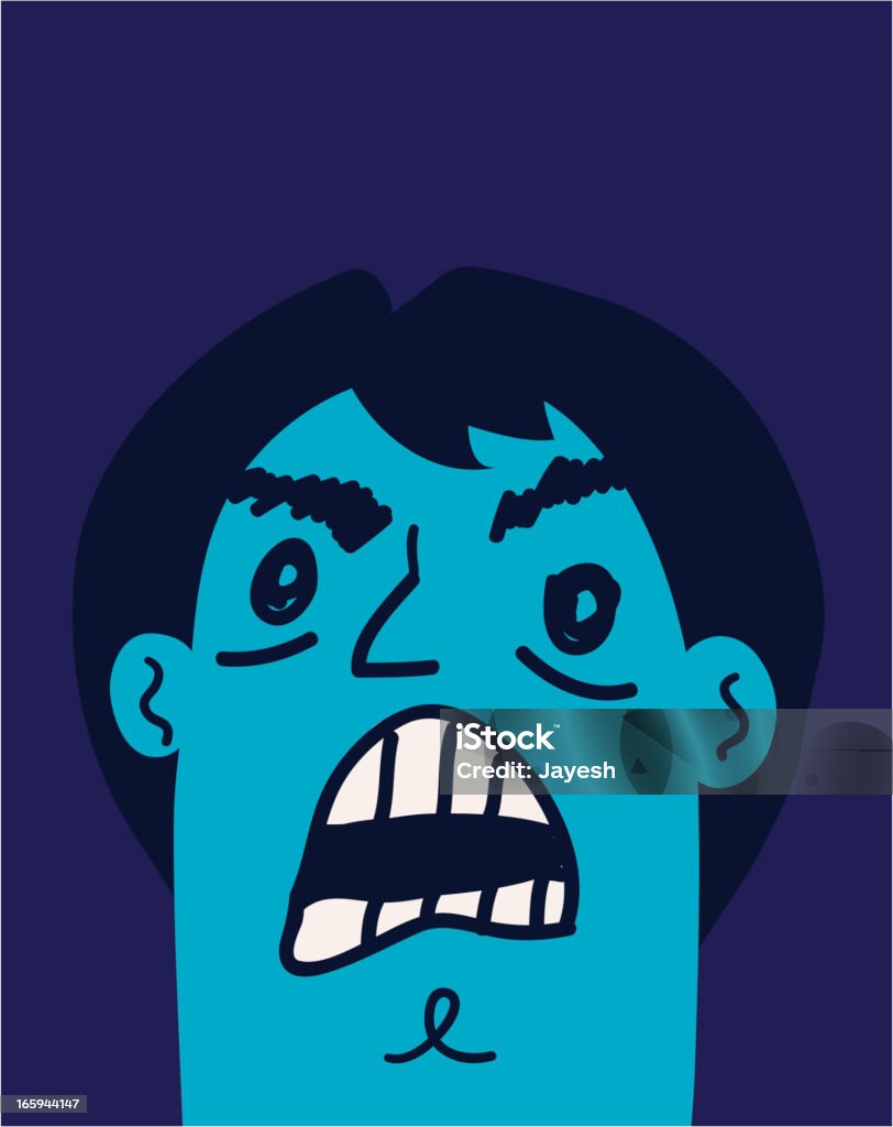 Angry Guy Yelling'till nos azul en la cara - arte vectorial de Abuso libre de derechos