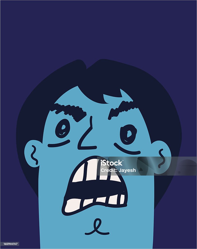 Colère garçon Yelling'till il est du bleu le visage - clipart vectoriel de Adulte libre de droits