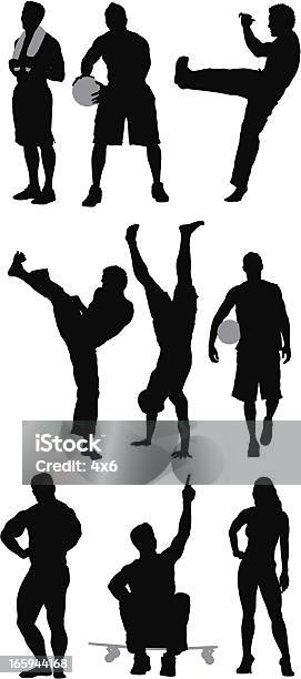 Silhouette Of Sports People In Different Action Stock Illustration - Download Image Now - Activity, Adult, Adults Only