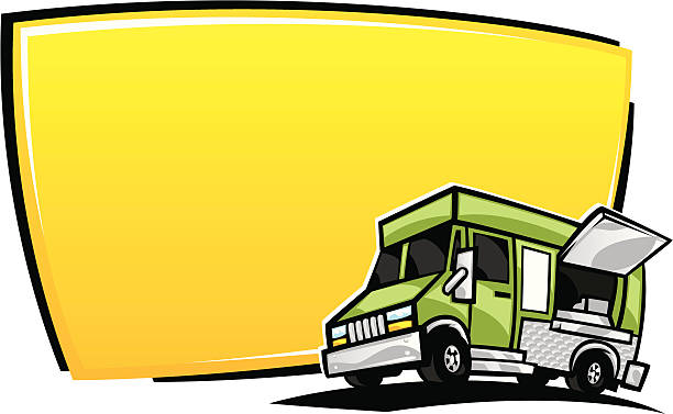 illustrazioni stock, clip art, cartoni animati e icone di tendenza di camion banner di cibo - food truck