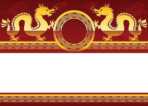Vector illustration of Chinese golden dragon background