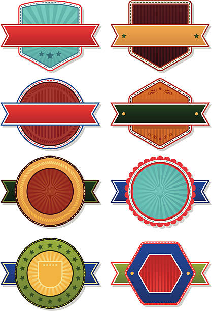 vintage badges collection - лента для шитья stock illustrations