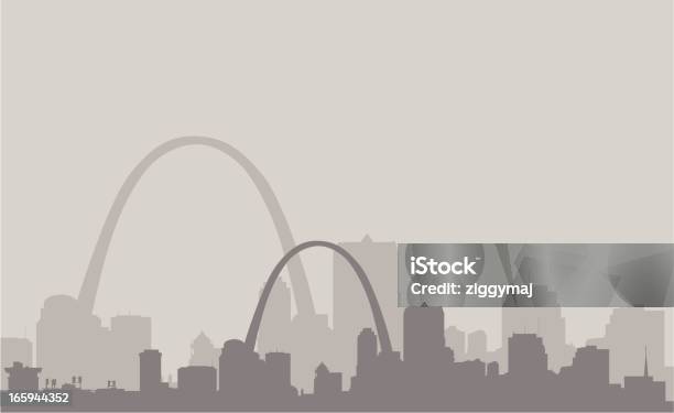 St Louis Skyline In Gray Stock Illustration - Download Image Now - Urban Skyline, Gray Color, Back Lit