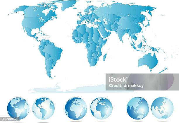 World Map Stock Illustration - Download Image Now - Globe - Navigational Equipment, Map, USA