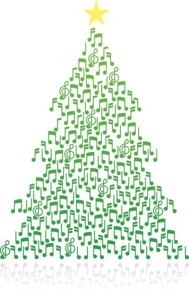 nuta christmas tree - christmas singing music star shape stock illustrations