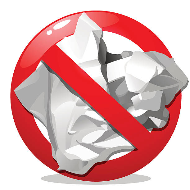 no littering 팻말 - paper ball crumpled garbage white background stock illustrations