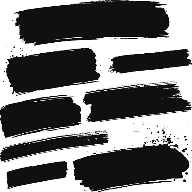 Black paint strokes Various black grunge paint brush strokes on a white background. splatters and brush textures stock illustrations