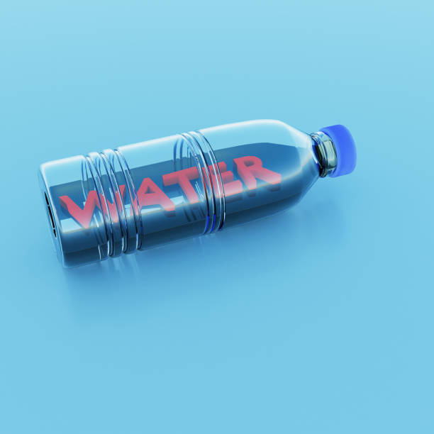 istock Plastic Bottle with Red Water Words on a Blue Background 1659447151