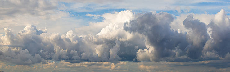 Gray heavy rain clouds background panoramic image