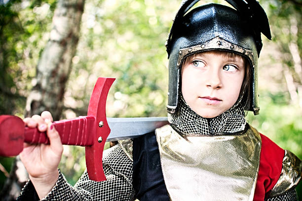 istock Little knight in woods 165947566