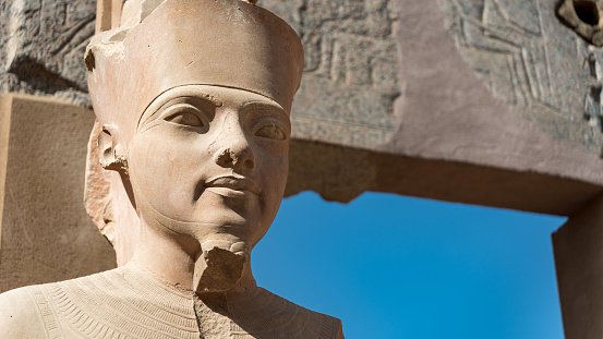 Close up of the statue of Amon at Karnak Temple