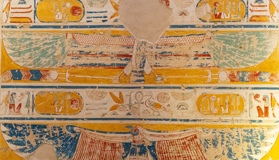 Colourful hieroglyphics in the Tombs of the Valley of the Kings