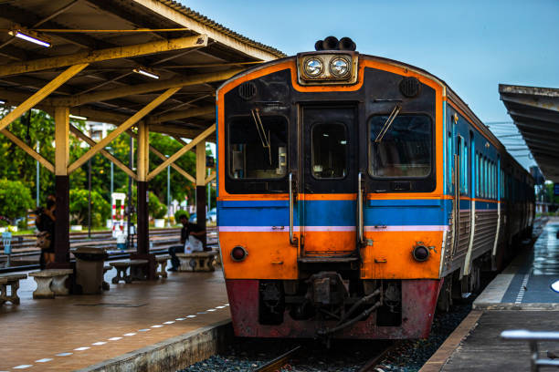 istock Diesel train trains with traditional public transport Thai style for commuting train approaches Phitsanulok Railway Station city in Thailand 1659482029