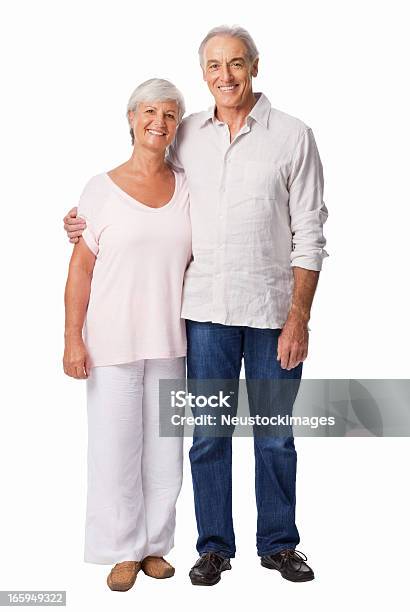 Feliz Pareja Aislado De Edad Avanzada Foto de stock y más banco de imágenes de Tercera edad - Tercera edad, Fondo blanco, Parejas