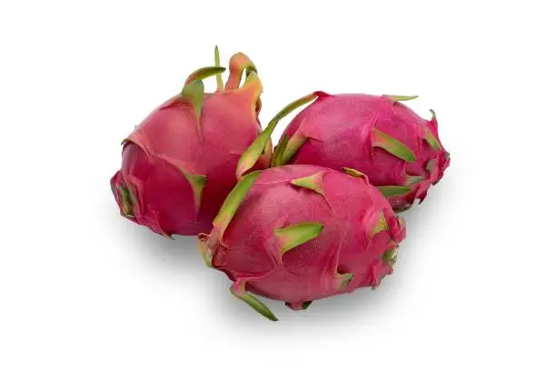 Three dragonfruits isolated on a white background
