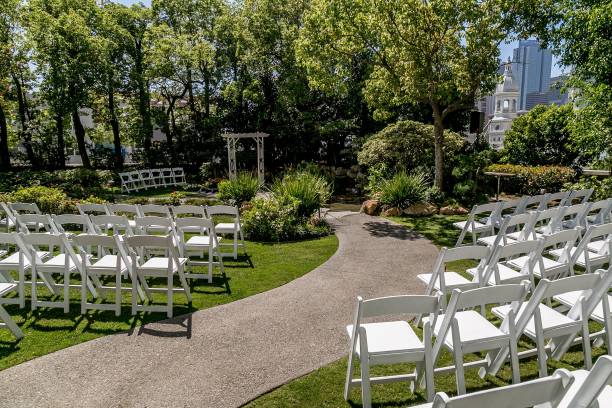 istock a small path leads to a wedding ceremony at a private setting with white chairs set 1659504245