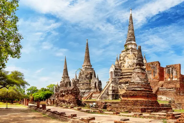 Wat Phra Si Sanphet temple is one of the famous temple in Ayutthaya, Thailand. Temple in Ayutthaya Historical Park, Ayutthaya, Thailand. UNESCO world heritage.
