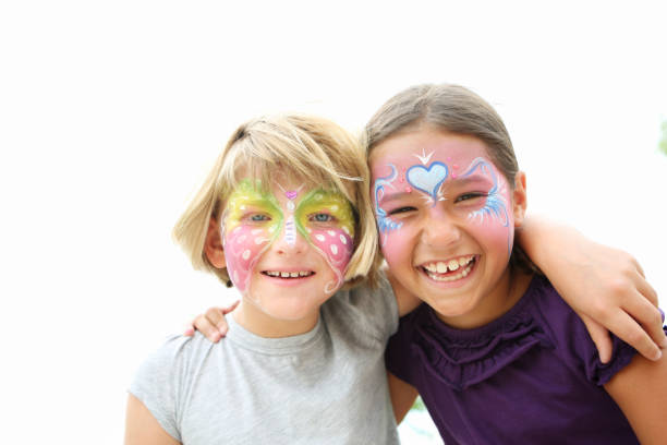 rostro paited niños - pintura de cara fotografías e imágenes de stock