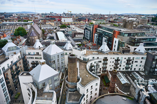 Mix of old and new buildings downtown Dublin.