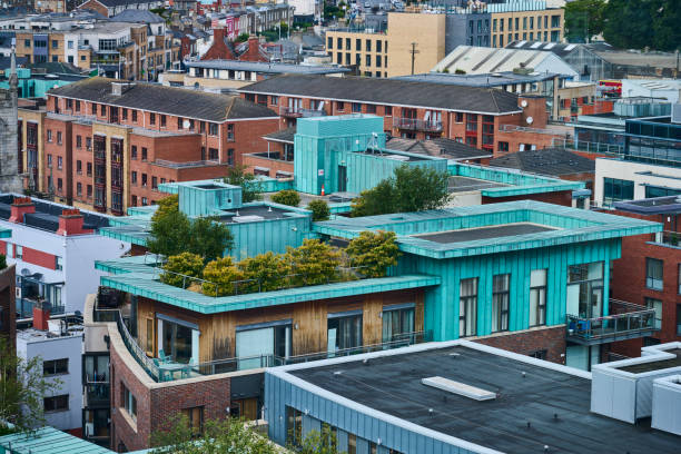 Mix of old and new buildings downtown Dublin.