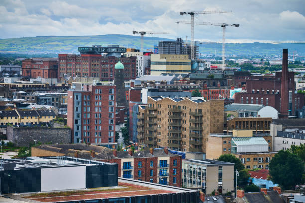 Mix of old and new buildings downtown Dublin.
