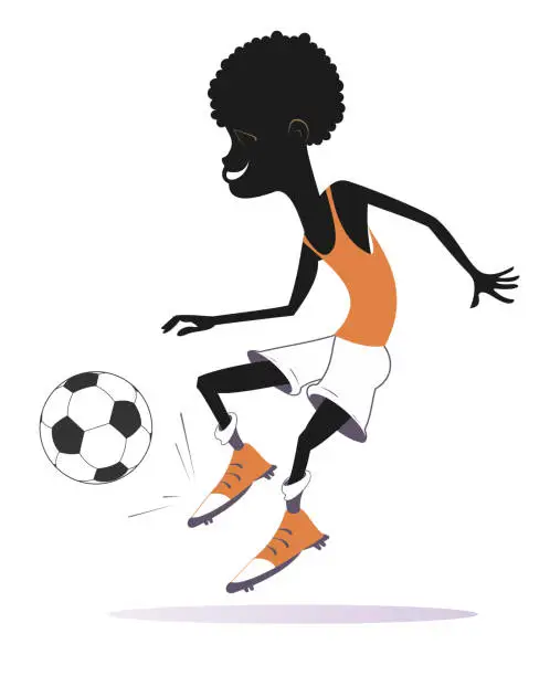Vector illustration of Smiling young African man playing football