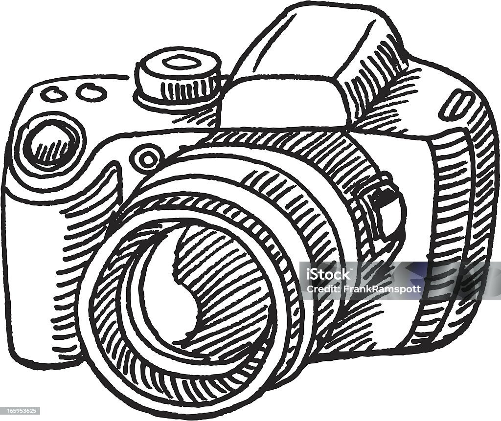 Цифровой фотоаппарат эскиз - Векторная графика Фотоаппарат роялти-фри