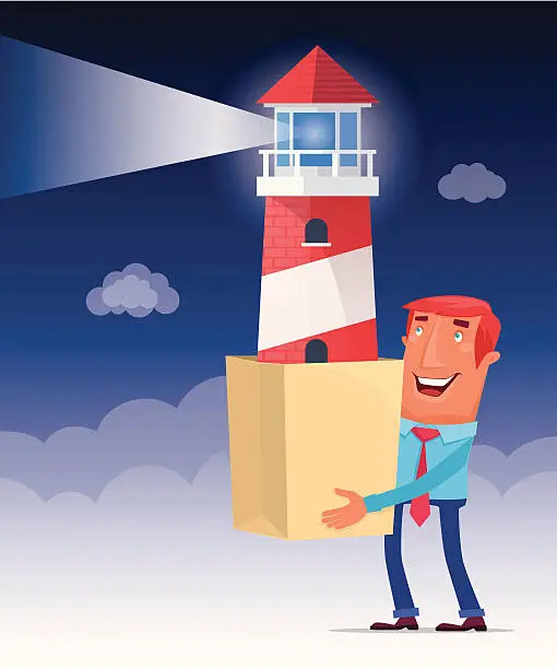Vector illustration of man finding direction