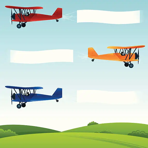 Vector illustration of Biplane Banners