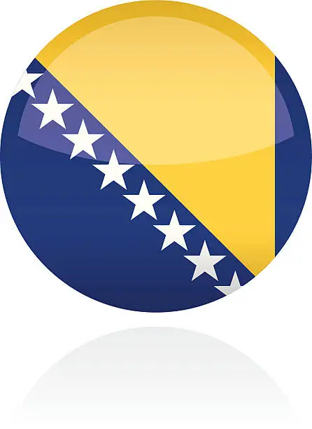 Vector illustration of Bosnia, European Flag Button