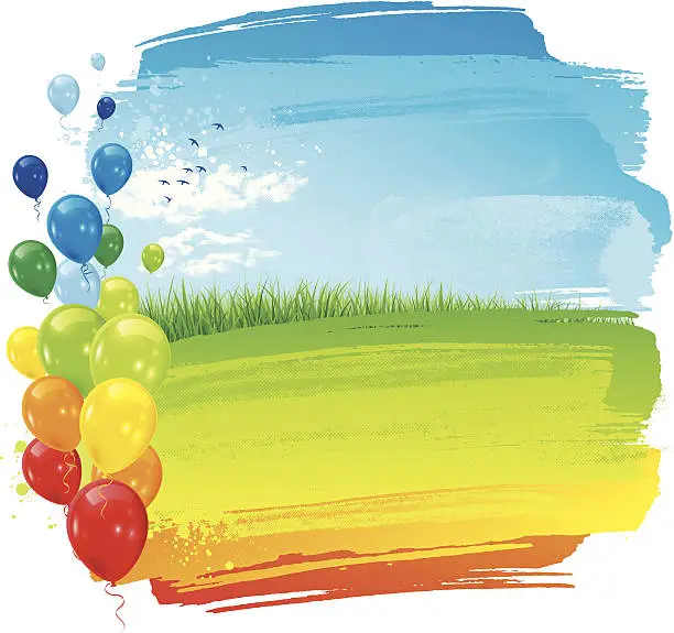 Vector illustration of Party rainbow landscape background