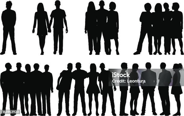 Groups Stock Illustration - Download Image Now - In Silhouette, Embracing, Group Of People