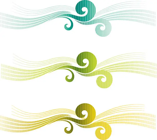 Vector illustration of Seamless green waves with swirls