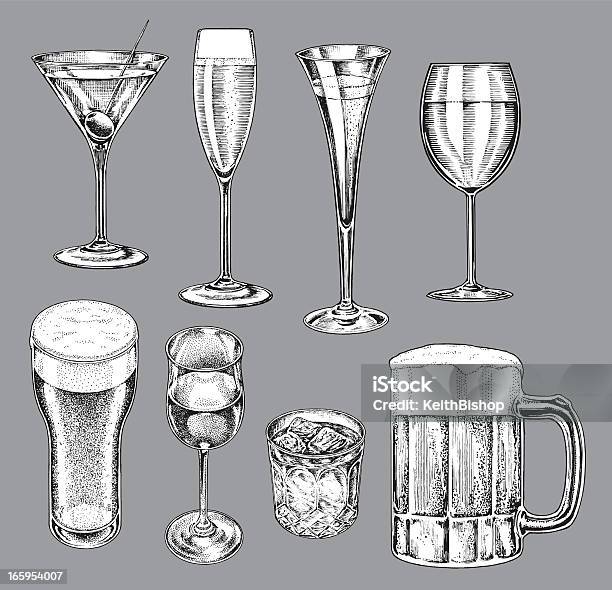 Álcool Óculoscerveja Vinho Champagne Martini - Arte vetorial de stock e mais imagens de Copo de Martini - Copo de Martini, Ilustração, Copo de Cerveja
