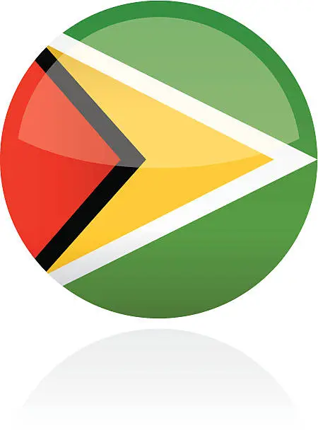 Vector illustration of Guyana, South American Flag Button