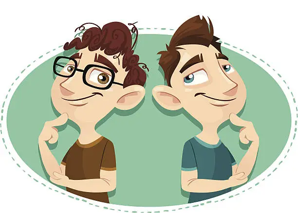 Vector illustration of Two Smart Kids!