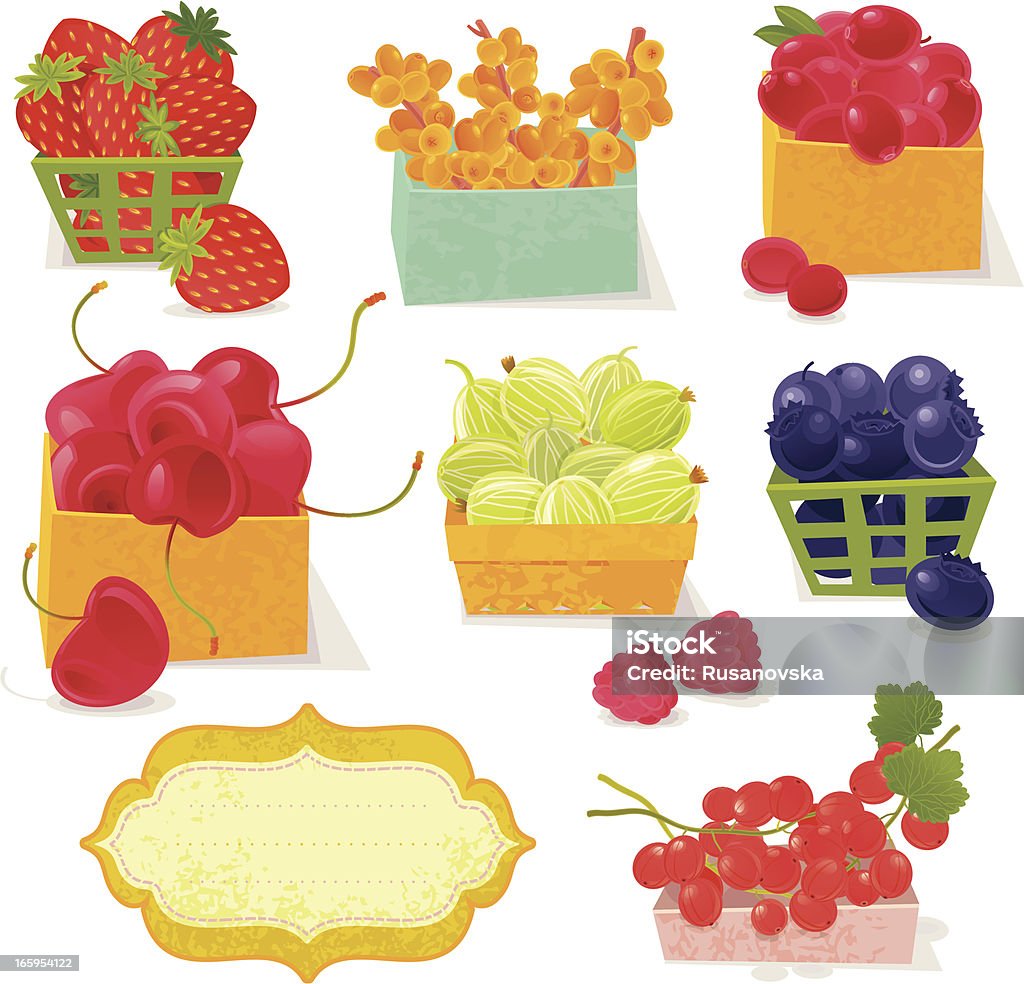 Farmer's fruits rouges - clipart vectoriel de Panier libre de droits