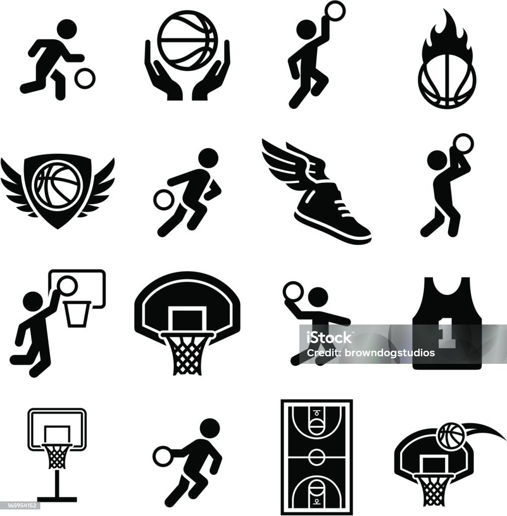 Serie di icone-nero di basket - arte vettoriale royalty-free di Basket